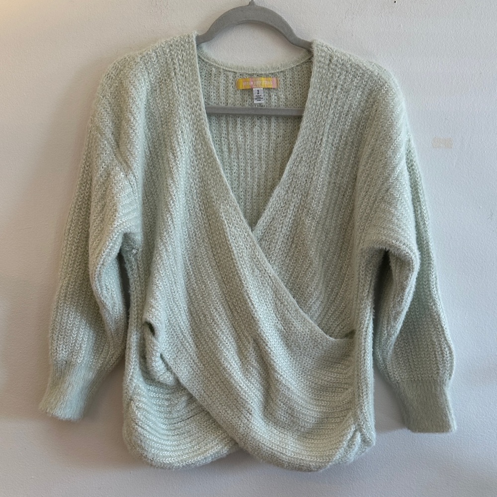 Urban Outfitters Light Green V-Neck Sweater - Preloved